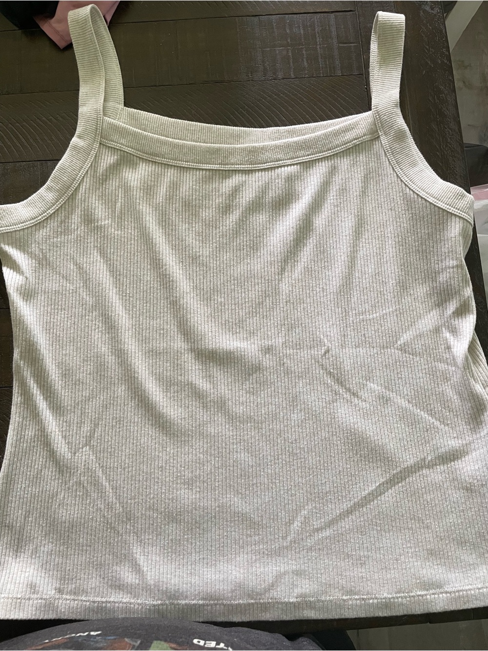American Eagle Outfitters Cream Ribbed Square-Neck Tank